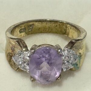 Amethyst Cocktail Ring gold plated over silver  6